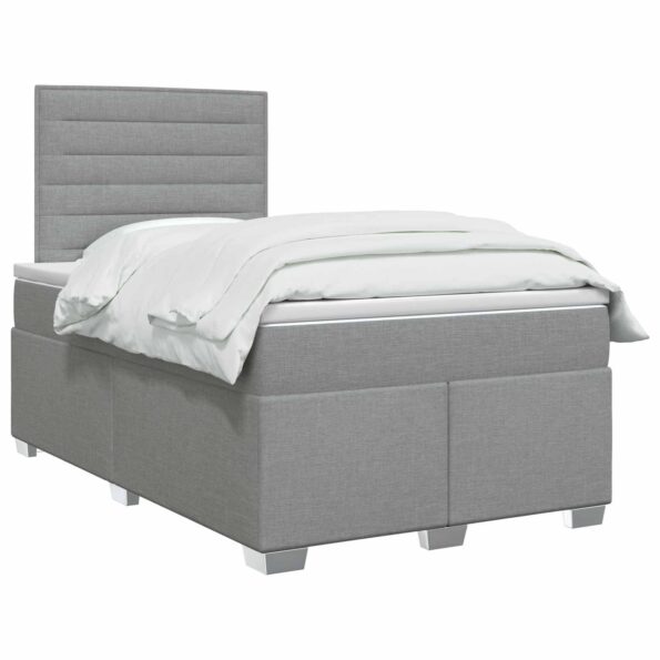 vidaXL Posteľ boxspring s matracom Svetlosivá 120 x 200 cm Látka – Obrázok 2