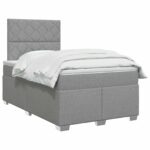 vidaXL Posteľ boxspring s matracom Svetlosivá 120 x 200 cm Látka – Obrázok 2