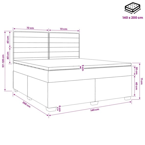 vidaXL Posteľ boxspring s matracom Čierna 140 x 200 cm Látka – Obrázok 11