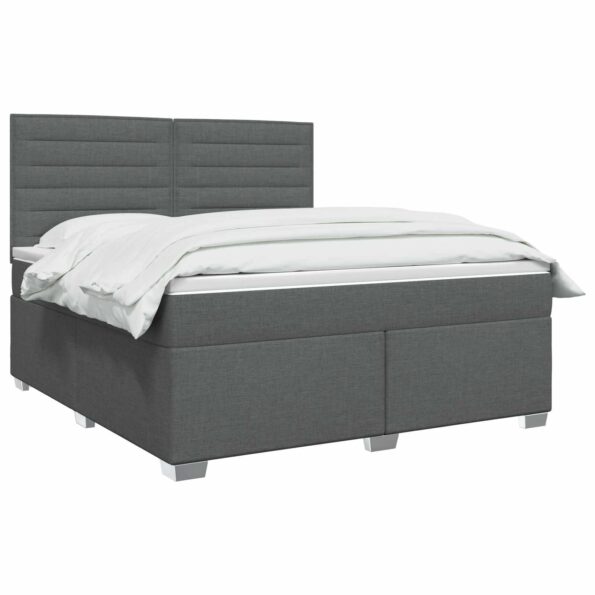vidaXL Posteľ boxspring s matracom Tmavosivá 160 x 200 cm Látka – Obrázok 2
