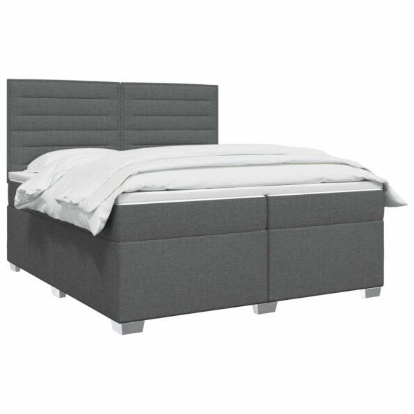 vidaXL Posteľ boxspring s matracom Tmavosivá 200 x 200 cm Látka – Obrázok 2