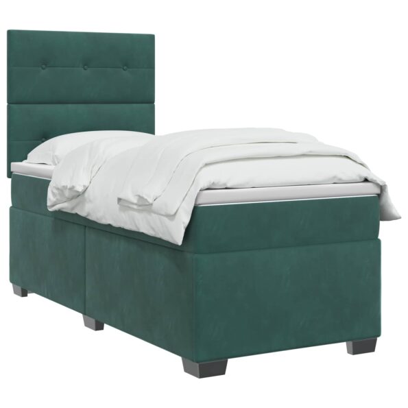 vidaXL Posteľ boxspring s matracom Tmavozelená 90 x 190 cm Zamat – Obrázok 2