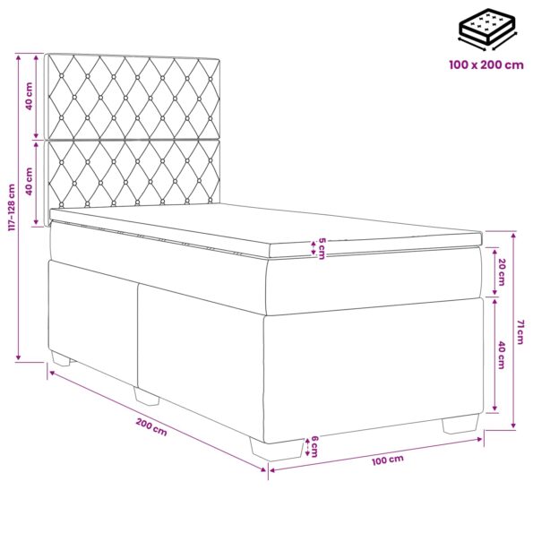 vidaXL Posteľ boxspring s matracom Tmavozelená 100 x 200 cm Zamat – Obrázok 11