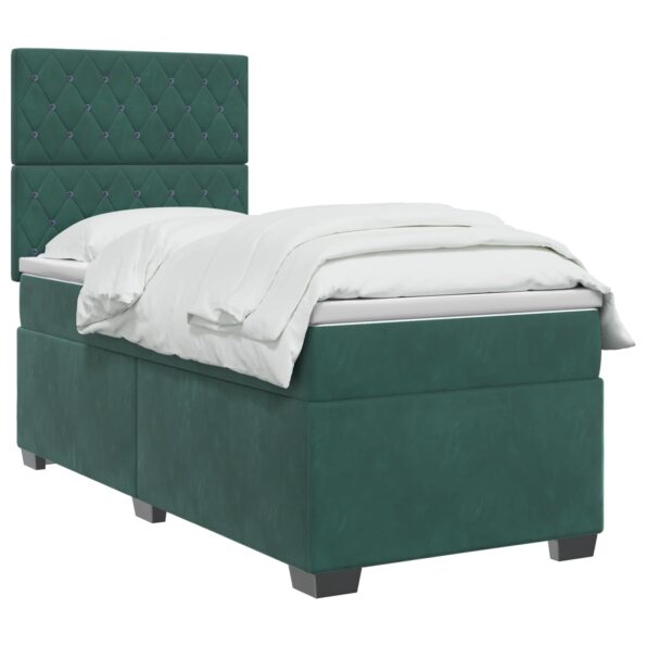 vidaXL Posteľ boxspring s matracom Tmavozelená 100 x 200 cm Zamat – Obrázok 2