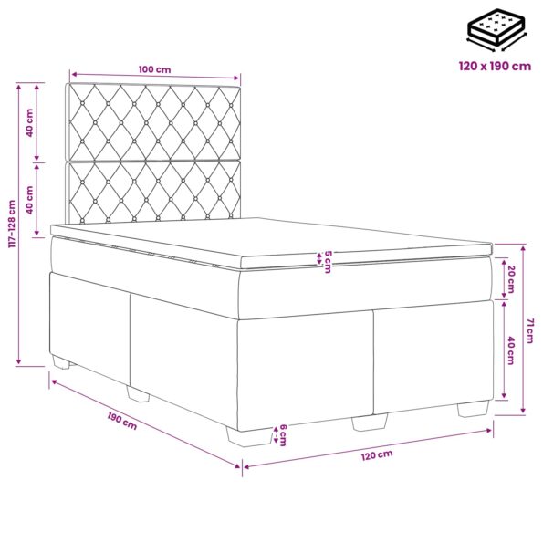 vidaXL Posteľ boxspring s matracom Tmavozelená 120 x 190 cm Zamat – Obrázok 11