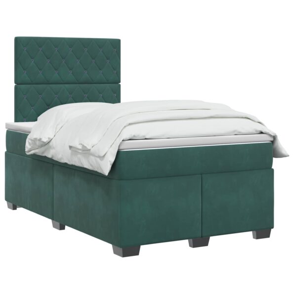vidaXL Posteľ boxspring s matracom Tmavozelená 120 x 190 cm Zamat – Obrázok 2