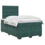 vidaXL Posteľ boxspring s matracom Tmavozelená 120 x 190 cm Zamat – Obrázok 2