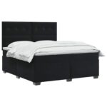 vidaXL Posteľ boxspring s matracom Čierna 140 x 190 cm Zamat – Obrázok 2