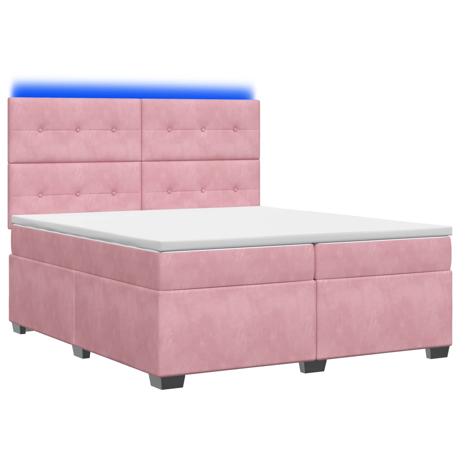 3455179_1.jpg vidaXL Posteľ boxspring s matracom Ružová 200 x 200 cm Zamat – Obrázok 1