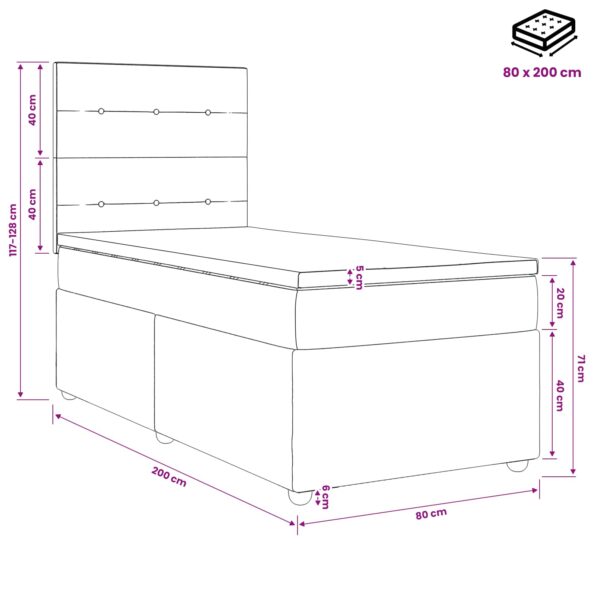 vidaXL Posteľ boxspring s matracom Modrá 80 x 200 cm Látka – Obrázok 11