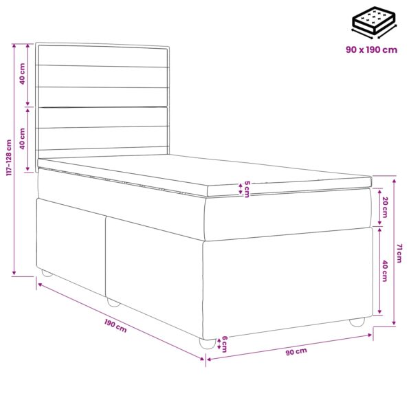 vidaXL Posteľ boxspring s matracom Čierna 90 x 190 cm Látka – Obrázok 11
