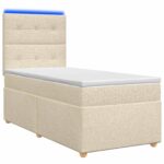 vidaXL Posteľ boxspring s matracom Krémová 90 x 200 cm Látka