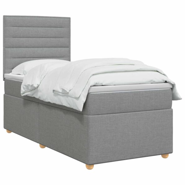 vidaXL Posteľ boxspring s matracom Svetlosivá 100 x 200 cm Látka – Obrázok 2