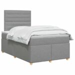 vidaXL Posteľ boxspring s matracom Svetlosivá 120 x 190 cm Látka – Obrázok 2