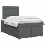 vidaXL Posteľ boxspring s matracom Tmavosivá 120 x 190 cm Látka – Obrázok 2