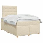 vidaXL Posteľ boxspring s matracom Krémová 120 x 190 cm Látka – Obrázok 2
