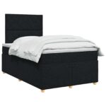 vidaXL Posteľ boxspring s matracom Čierna 120 x 190 cm Látka – Obrázok 2