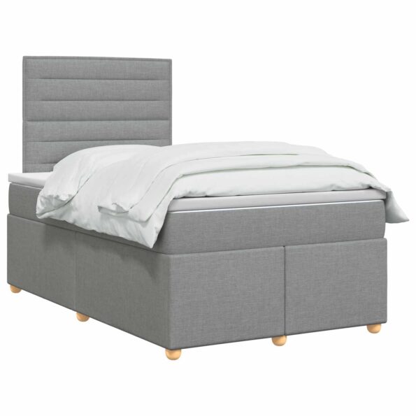 vidaXL Posteľ boxspring s matracom Svetlosivá 120 x 200 cm Látka – Obrázok 2