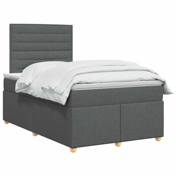 vidaXL Posteľ boxspring s matracom Tmavosivá 120 x 200 cm Látka – Obrázok 2