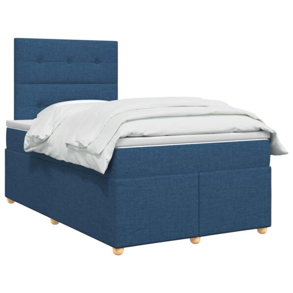 vidaXL Posteľ boxspring s matracom Modrá 120 x 200 cm Látka – Obrázok 2