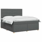vidaXL Posteľ boxspring s matracom Tmavosivá 140 x 200 cm Látka – Obrázok 2