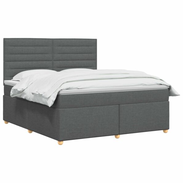 vidaXL Posteľ boxspring s matracom Tmavosivá 140 x 200 cm Látka – Obrázok 2