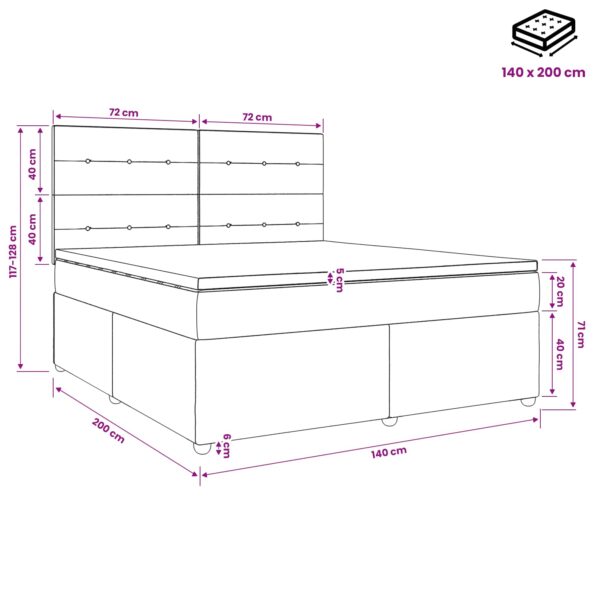 vidaXL Posteľ boxspring s matracom Tmavohnedá 140 x 200 cm Látka – Obrázok 11