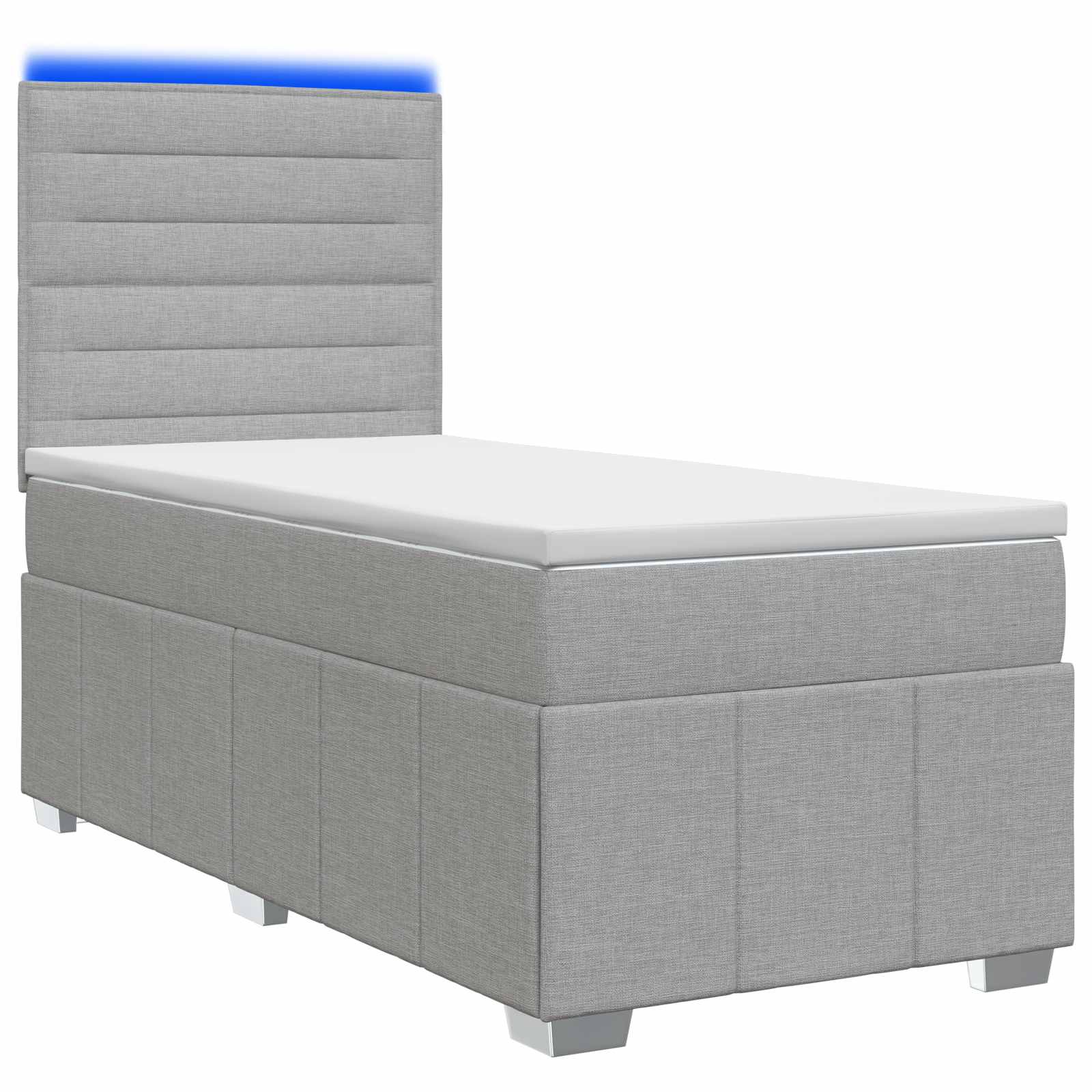 3455465_1.jpg vidaXL LED boxspring posteľ s matracom Svetlosivá 80 x 200 cm Látka – Obrázok 1