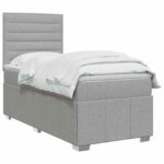 vidaXL LED boxspring posteľ s matracom Svetlosivá 80 x 200 cm Látka – Obrázok 2