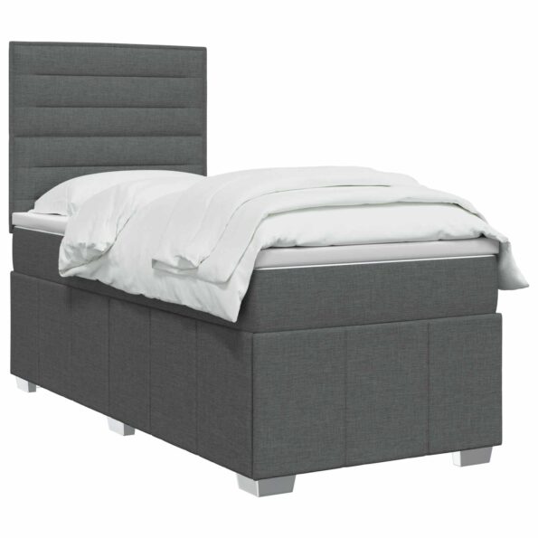 vidaXL LED boxspring posteľ s matracom Tmavosivá 80 x 200 cm Látka – Obrázok 2