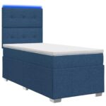 vidaXL LED boxspring posteľ s matracom Modrá 80 x 200 cm Látka