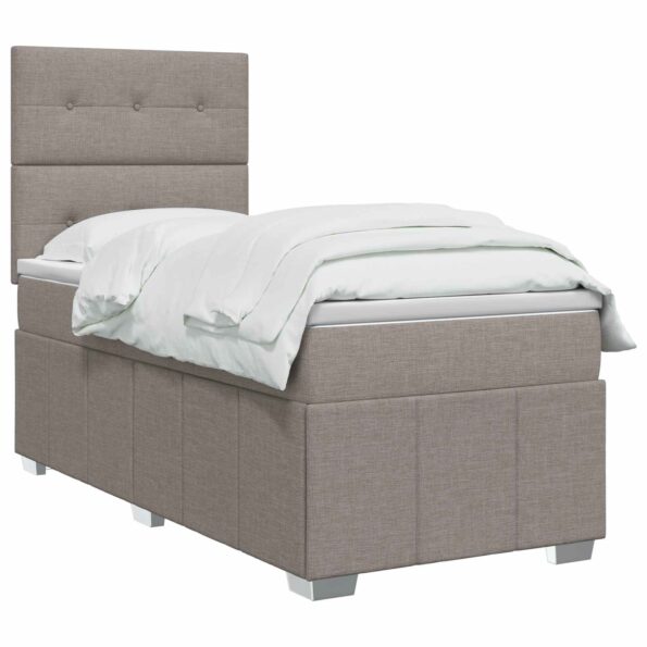 vidaXL LED boxspring posteľ s matracom Sivohnedá 90 x 200 cm Látka – Obrázok 2