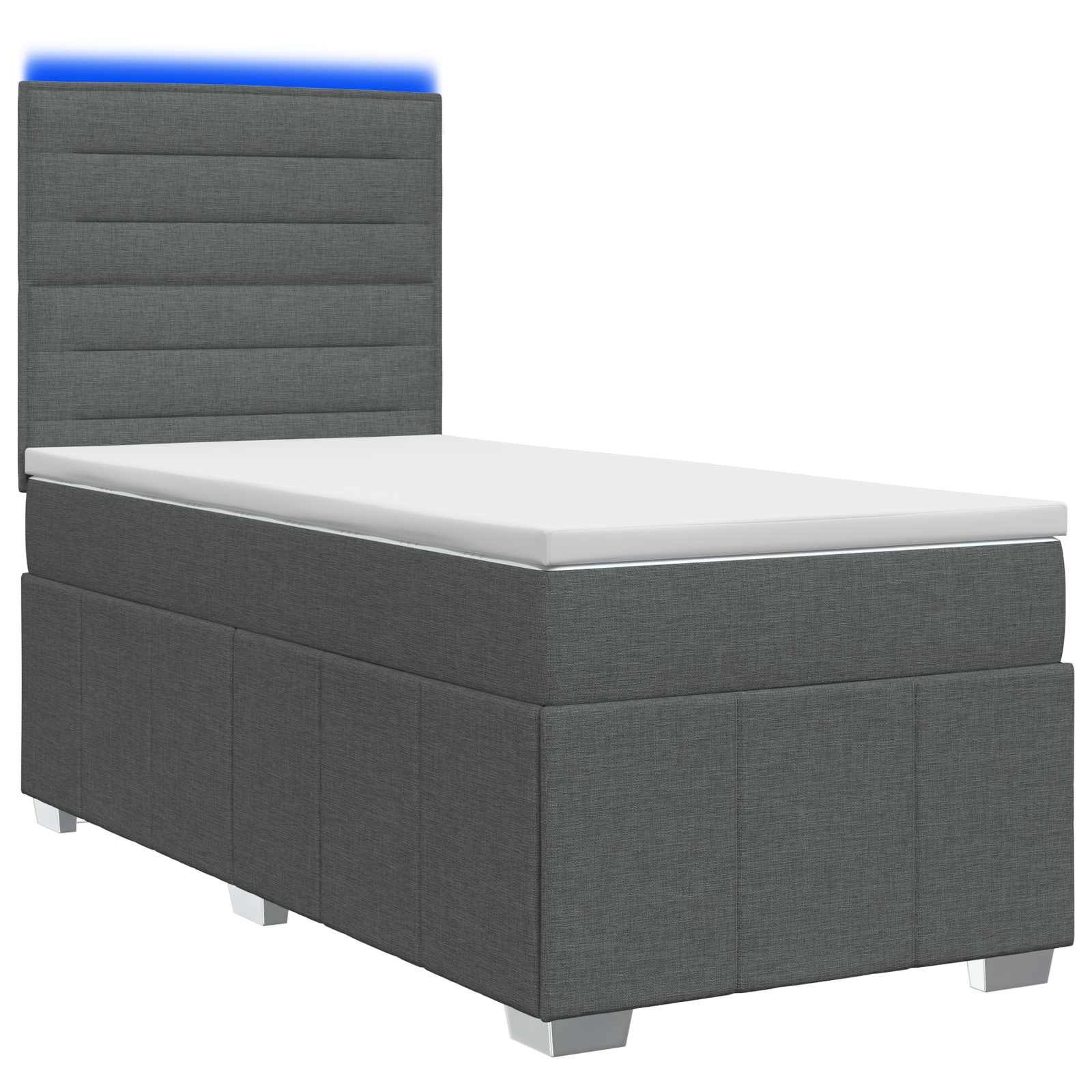 3455529_1.jpg vidaXL LED boxspring posteľ s matracom Tmavosivá 100 x 200 cm Látka – Obrázok 1