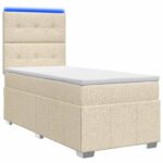 vidaXL LED boxspring posteľ s matracom Krémová 100 x 200 cm Látka