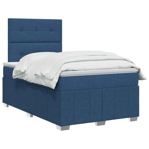 vidaXL LED boxspring posteľ s matracom Modrá 120 x 190 cm Látka – Obrázok 2