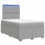 vidaXL LED boxspring posteľ s matracom Svetlosivá 120 x 190 cm Látka
