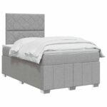 vidaXL LED boxspring posteľ s matracom Svetlosivá 120 x 190 cm Látka – Obrázok 2