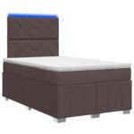vidaXL LED boxspring posteľ s matracom Tmavohnedá 120 x 190 cm Látka