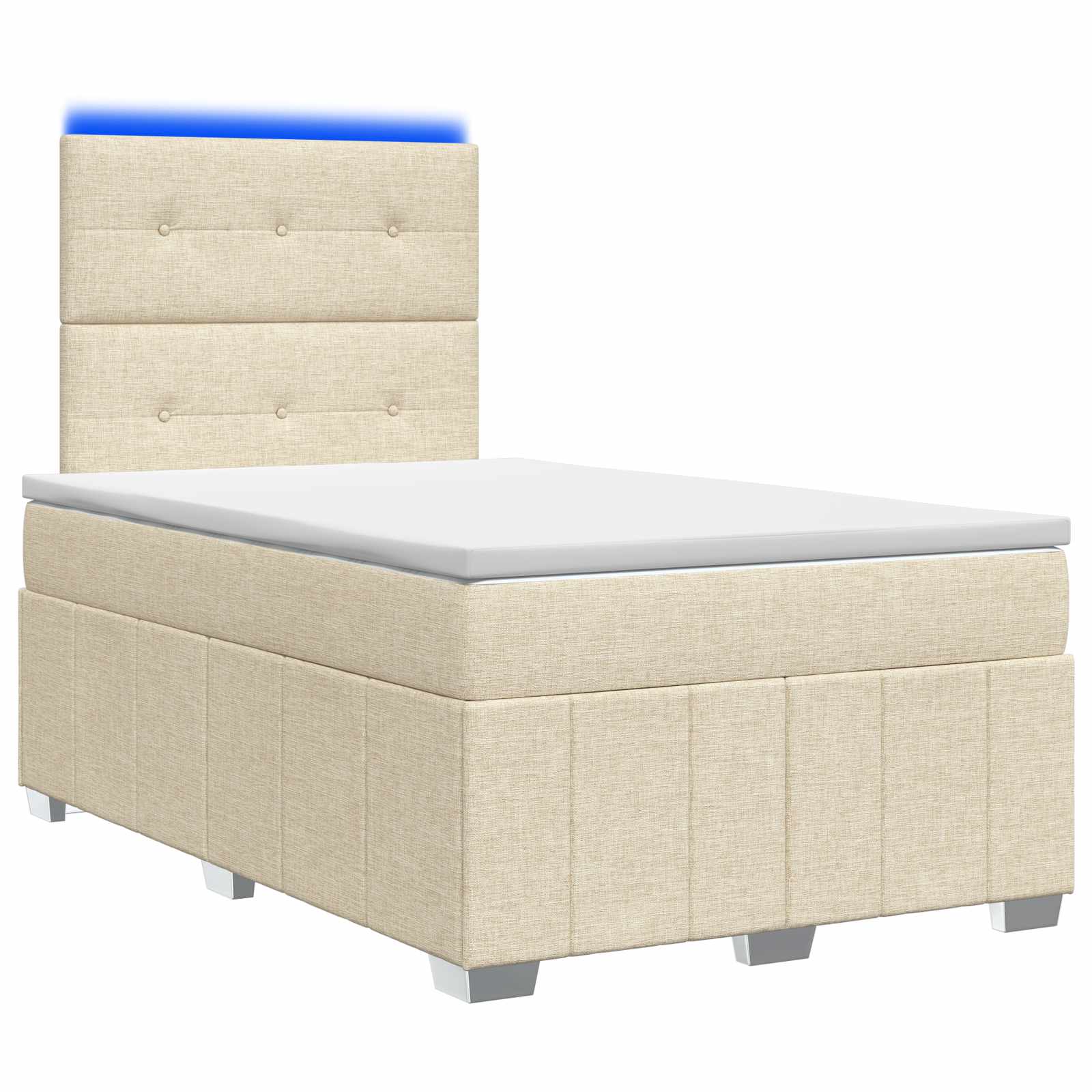 3455582_1.jpg vidaXL LED boxspring posteľ s matracom Krémová 120 x 200 cm Látka – Obrázok 1