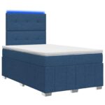 vidaXL LED boxspring posteľ s matracom Modrá 120 x 200 cm Látka