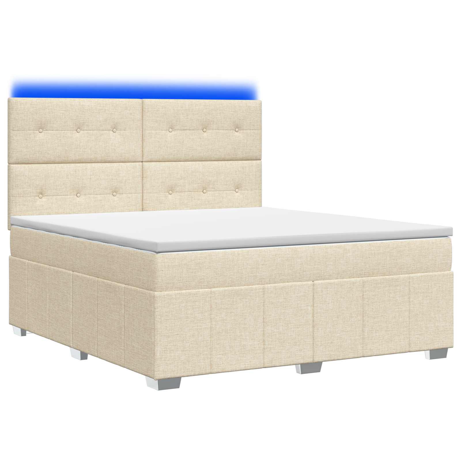 3455603_1.jpg vidaXL LED boxspring posteľ s matracom Krémová 140 x 190 cm Látka – Obrázok 1