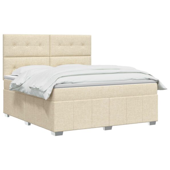 vidaXL LED boxspring posteľ s matracom Krémová 140 x 190 cm Látka – Obrázok 2
