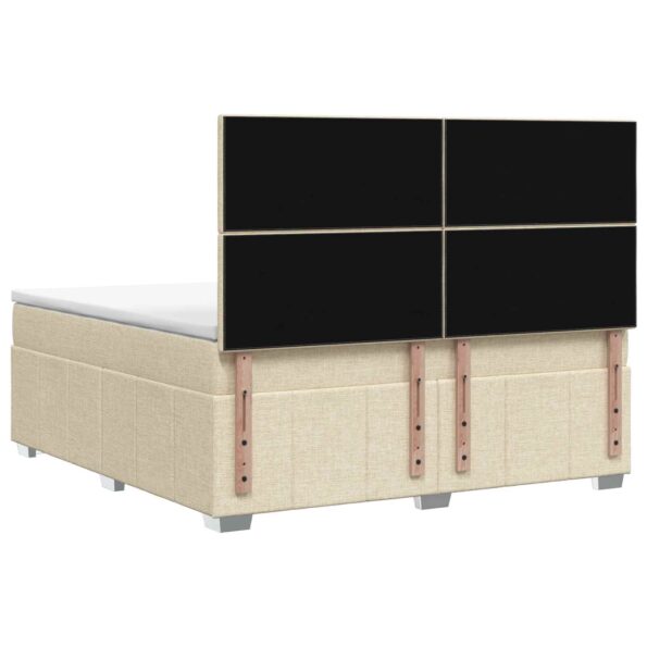 vidaXL LED boxspring posteľ s matracom Krémová 140 x 190 cm Látka – Obrázok 7