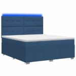 vidaXL LED boxspring posteľ s matracom Modrá 140 x 190 cm Látka