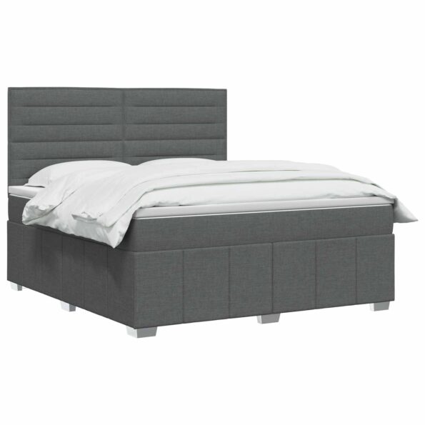 vidaXL LED boxspring posteľ s matracom Tmavosivá 140 x 200 cm Látka – Obrázok 2