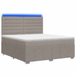 vidaXL LED boxspring posteľ s matracom Sivohnedá 140 x 200 cm Látka