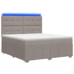 vidaXL LED boxspring posteľ s matracom Sivohnedá 140 x 200 cm Látka