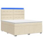 vidaXL LED boxspring posteľ s matracom Krémová 140 x 200 cm Látka