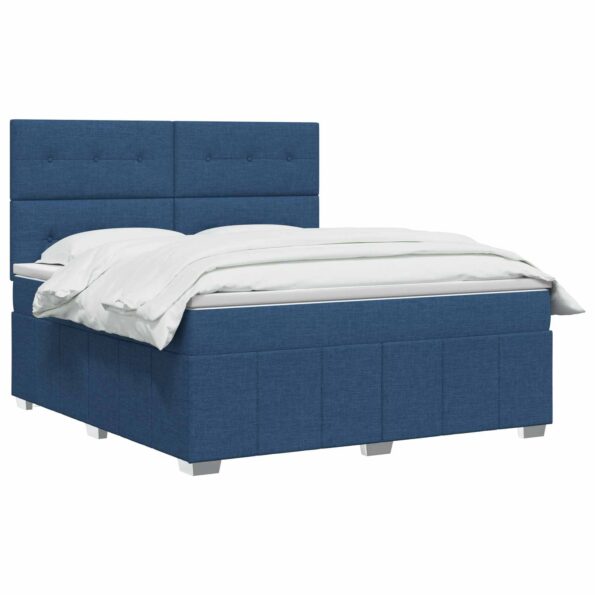 vidaXL LED boxspring posteľ s matracom Modrá 140 x 200 cm Látka – Obrázok 2