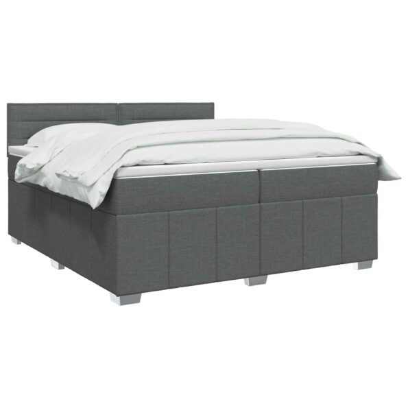 vidaXL LED boxspring posteľ s matracom Tmavosivá 200 x 200 cm Látka – Obrázok 2